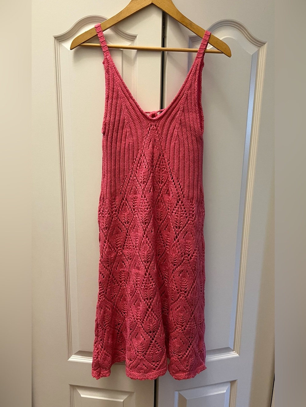 Ellison Pink Crochet Knit Maxi Dress